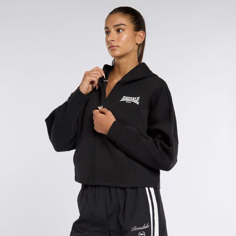 Lonsdale Women's Double Knit Zip Thru Sweatshirt, Black, hi-res