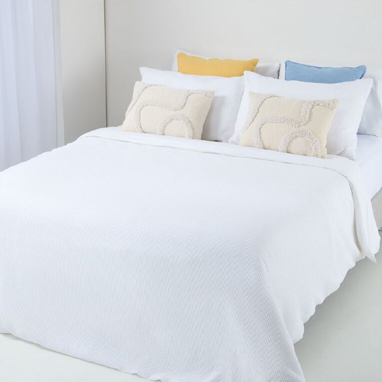 Maison d'Or Duvet Cover Set Luxury Waffle White Single, , hi-res