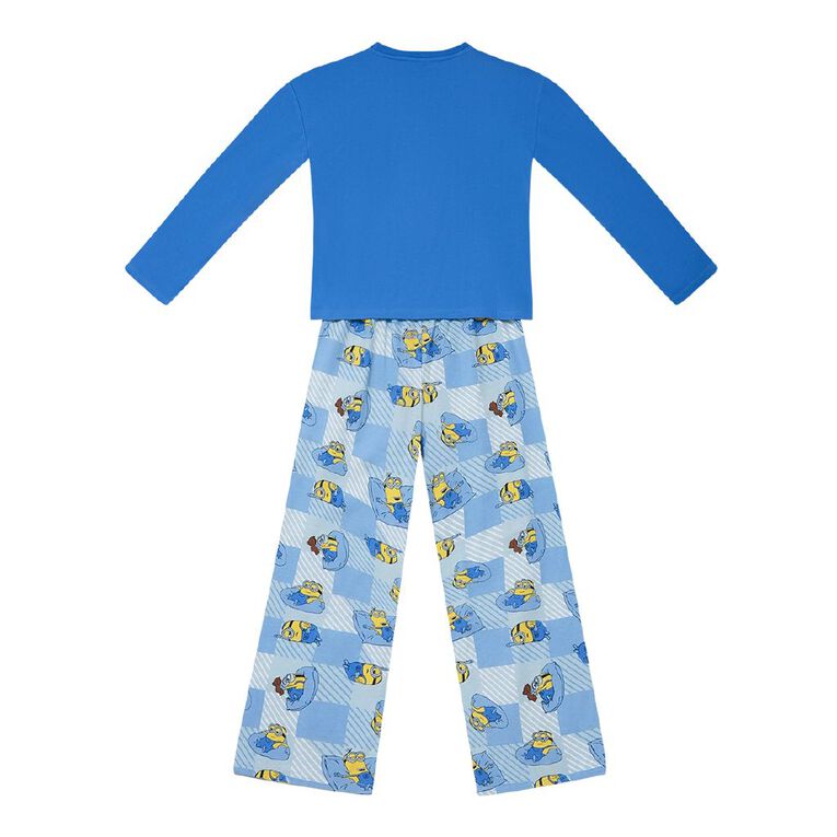 Minions Girls' Long Sleeve Knit Pyjama Set, Blue Mid, hi-res