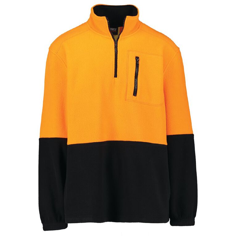 Rivet 1/4 Zip High Visibility Day Compliant Sweatshirt, Orange, hi-res