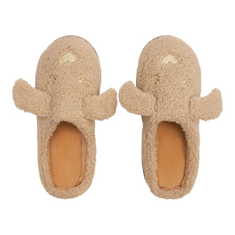 H&H Women's Sherpa Dog Scuff Slippers, Brown, hi-res