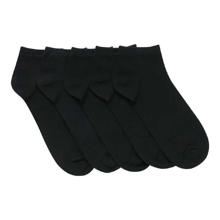 H&H Men's Liner Plain Socks 5 Pack, Black, hi-res
