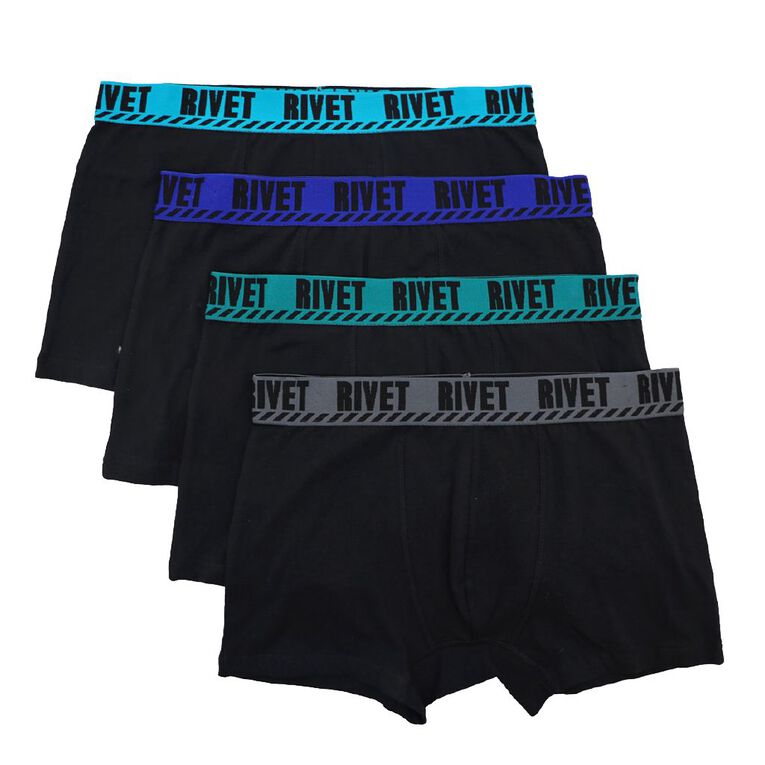 Rivet Men's Trunks 4 Pack, Black S24 SAPPHI, hi-res