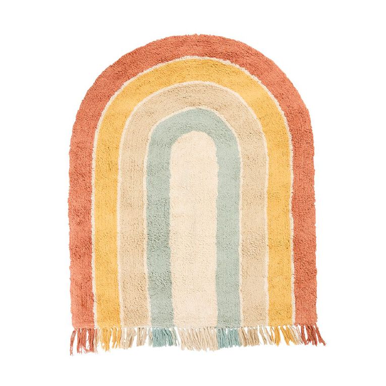 Living & Co Kids Rainbow Tufted Rug 100 x 120cm Multi-Coloured 100 x 120, , hi-res