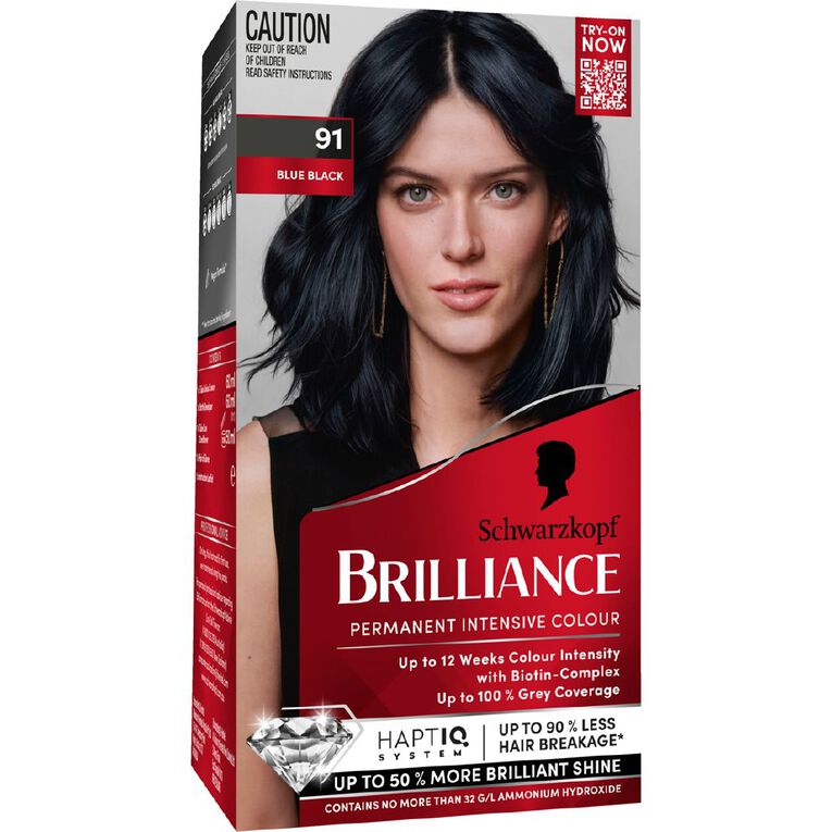 Schwarzkopf Brilliance Hair Colour Blue Black 91, , hi-res