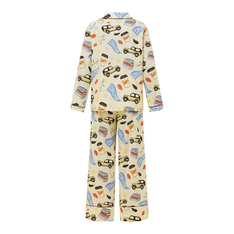Gilmore Girls Women's Cotton Button Up Pyjama Set, Yellow Light, hi-res