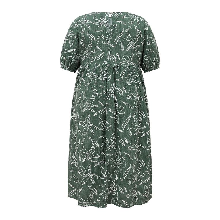 H&H Plus Women's Asymmetric SS Midi Dress, Green Dark, hi-res