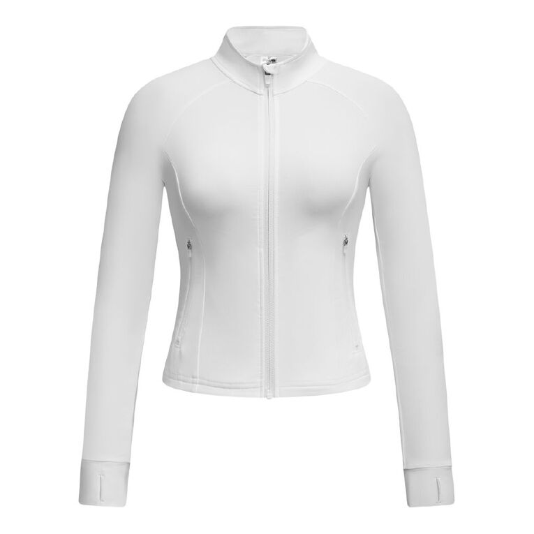Active Intent Women's Rib Run Zip Sweat, White, hi-res