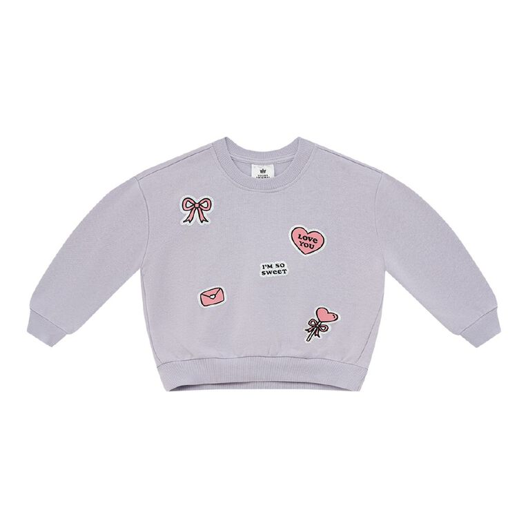 Young Original Toddler Girls' Printed Crew Sweatshirt, Purple Light, hi-res