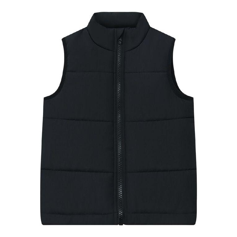 Young Original Toddler Plain Puffer Vest, Black, hi-res