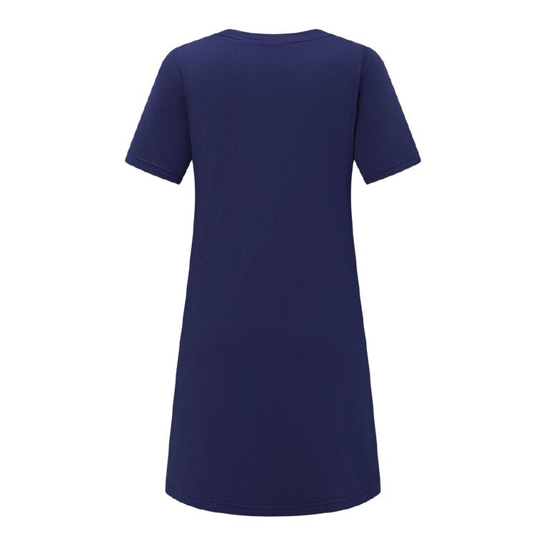 H&H Women's Comfy Short Sleeve Nightie, Blue Dark, hi-res