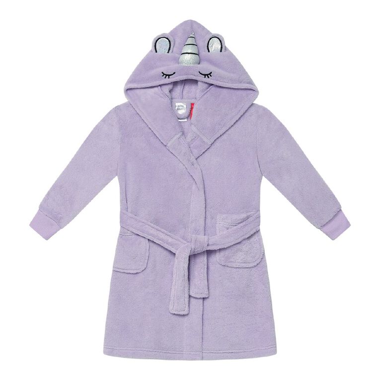 H&H Girls' Coral Fleece Robe, Purple Light, hi-res