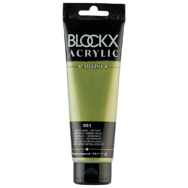 BLOCKX Acrylic Tube Metallic Green Gold 120ml, , hi-res