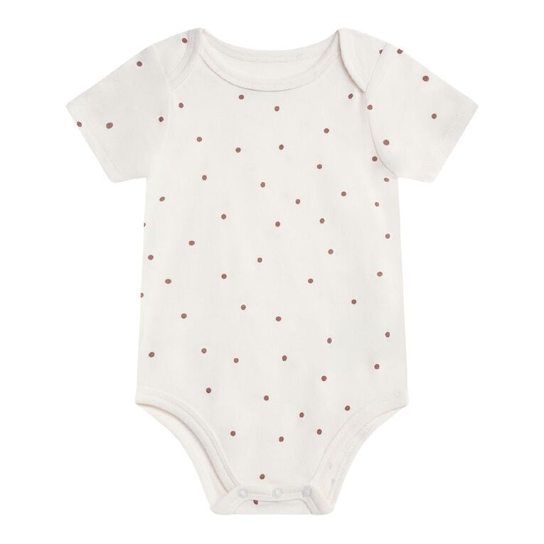 Young Original Babies' Short Sleeve Printed Bodysuit 3 Pack, Cream, hi-res