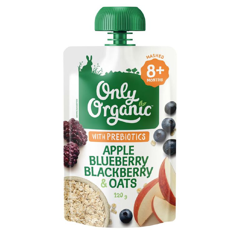 Only Organic Apple Blueberry Blackberry & Oats 8+ Months, , hi-res