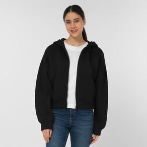 H&H Women's Zip Thru Cropped Scuba Hoodie