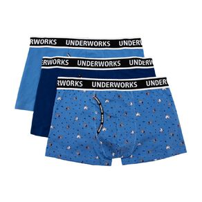 Underworks Men's Fly Front Trunks 3 Pack
