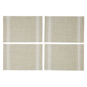 Living & Co Woven Placemat With White Stripe 4 Pack Natural 30cm x 40cm