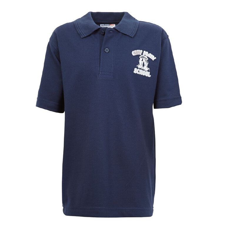 Schooltex Greymouth Main School Short Sleeve Polo with Transfer, Navy, hi-res