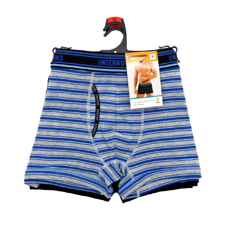 Underworks Men's No Ride Trunks 3 Pack, Blue, hi-res