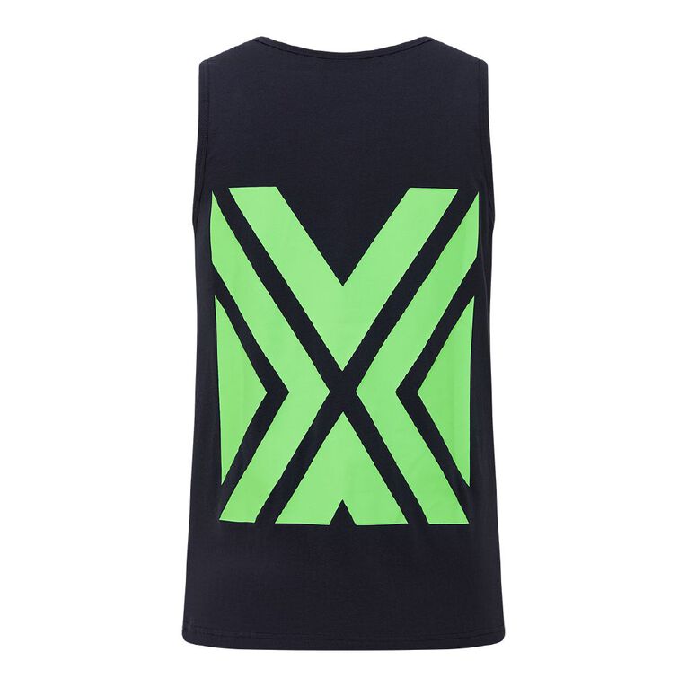 Rivet Men's Printed Fluoro Singlet, Navy, hi-res