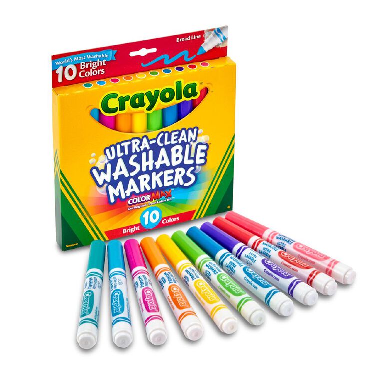 Crayola Washable Markers Bright 10 Pack Assorted, , hi-res