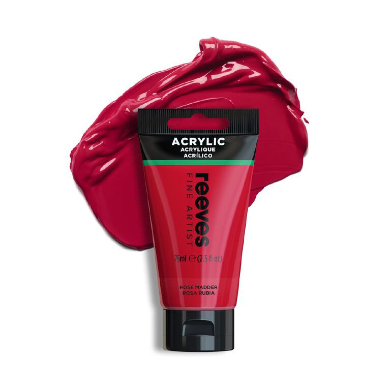 Reeves Fine Acrylic Paint Rose Madder 75ml, , hi-res