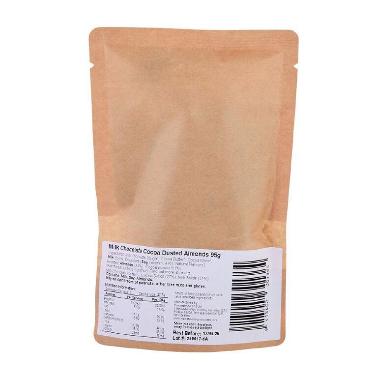 Waikato Valley Chocolates Thin Dipped Cocoa Dusted Almonds 95g, , hi-res