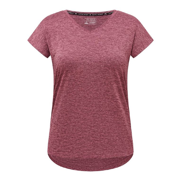 Active Intent Women's Active Cationic Tee, Red Dark, hi-res
