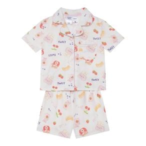 H&H Girls' Button Through Knit Pyjama Set