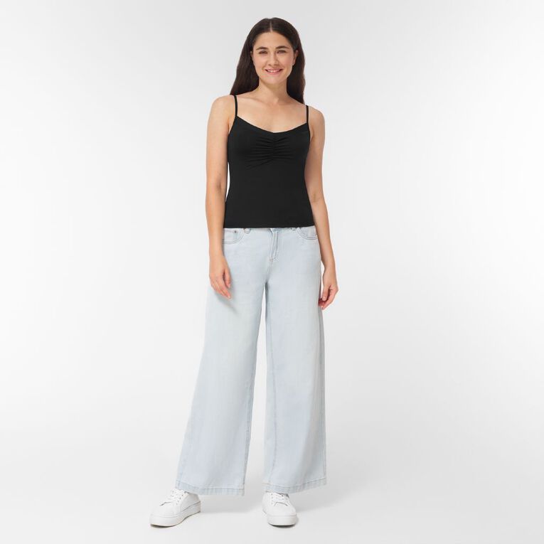 H&H Women's Contour Ruched Camisole, Black, hi-res