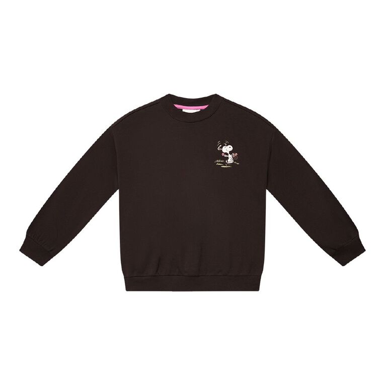 Peanuts Oversized Crew Sweat, Brown Dark, hi-res