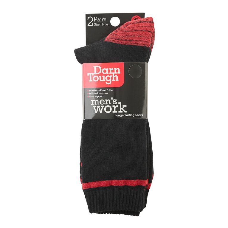 Darn Tough Men's Utility Crew Socks 2 Pack, Black/Red, hi-res