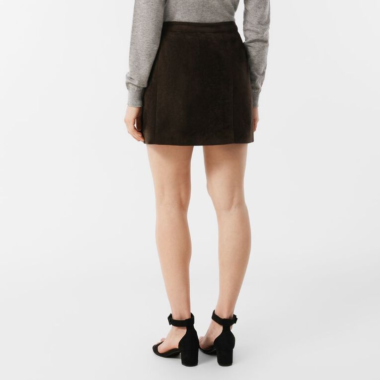 H&H Women's Faux Suede Mini Skirt, Brown Dark, hi-res