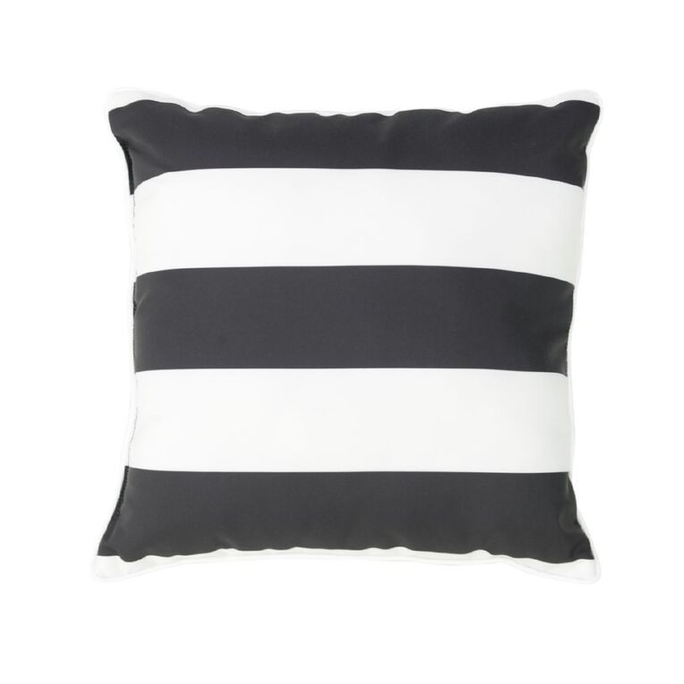 Living & Co Outdoor Cushion Stripe Black/White 40cm x 40cm, , hi-res