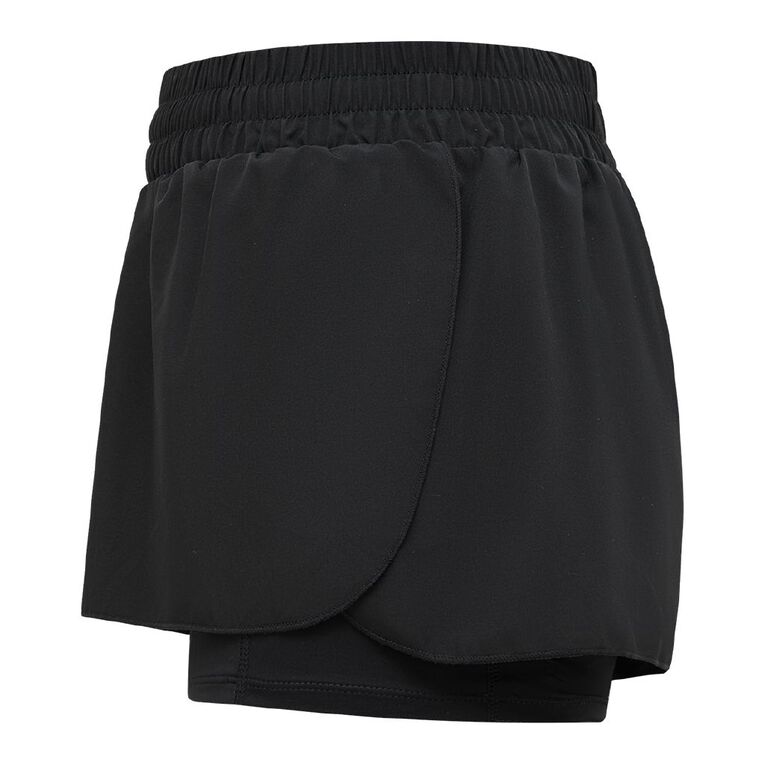 Active Intent Women's 2 in 1 Bike Shorts, Black, hi-res