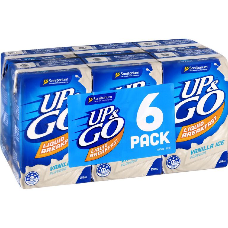 Up & Go Vanilla Ice 250ml 6 Pack, , hi-res
