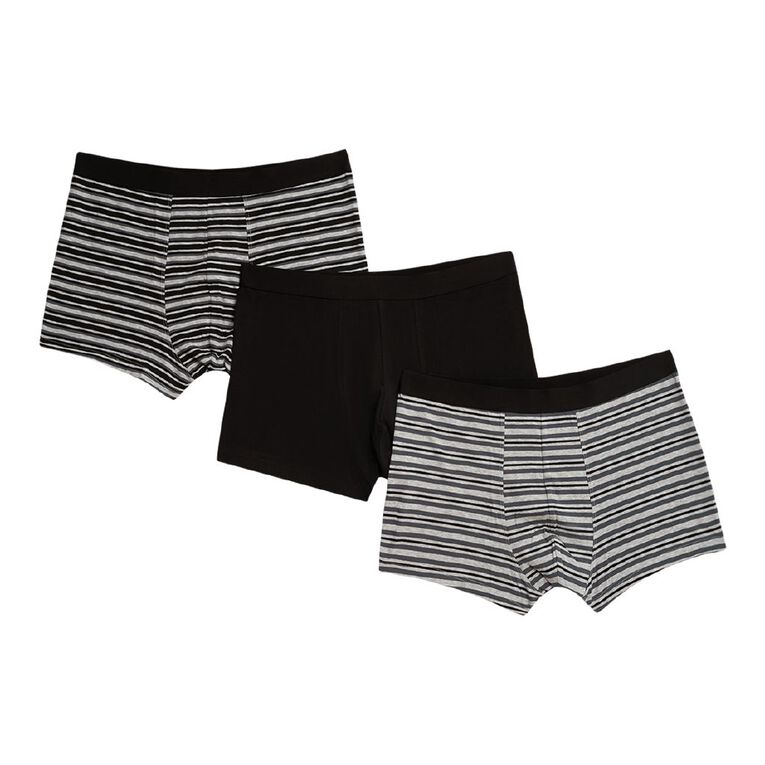 H&H Men's Trunks 3 Pack, Black/Grey, hi-res
