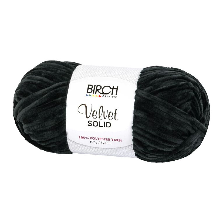 Birch Velvet Yarn 100% Polyester 100G Black, , hi-res
