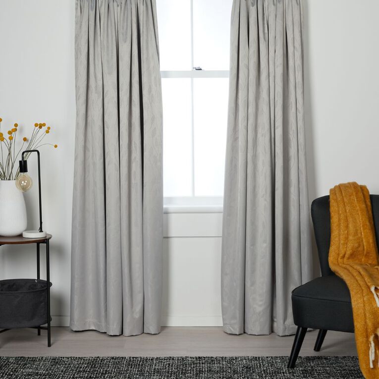 Living & Co Willow Curtains Grey 150-230cm Wide/205cm Drop, Grey, hi-res