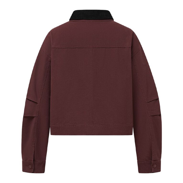 H&H Women's Contrast Collar Barn Jacket, Brown Dark, hi-res