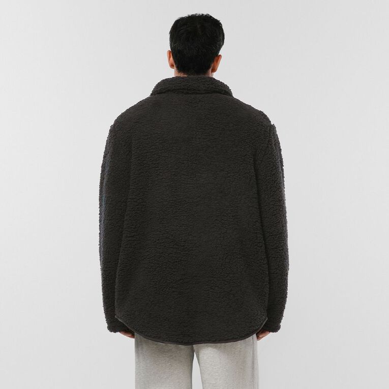 H&H Men's Sherpa Quarter Zip Lounge Sweater, Black, hi-res