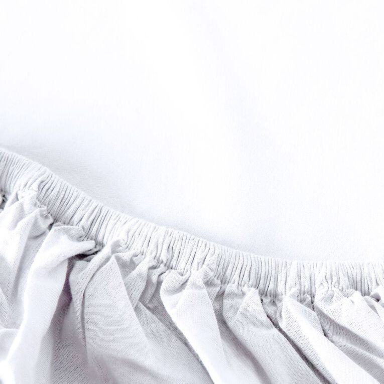 Living & Co 100% Washed Cotton Fitted Sheet White Queen, White, hi-res