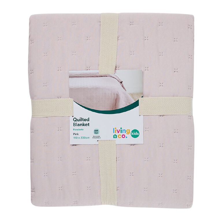 Living & Co Kids Quilted Blanket Pink Single, , hi-res