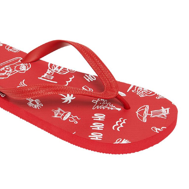 H&H Men's Christmas Jandals, Red, hi-res