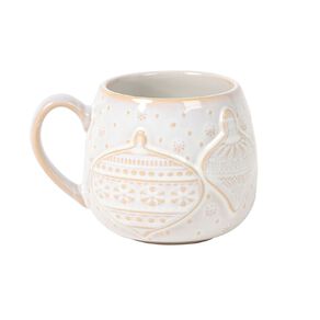 Wonderland Home Round Embossed Reactive Glaze Bauble Mug Ivory