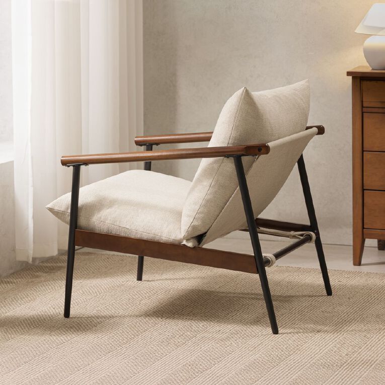 Zinus Wood Sling Chair Beige, , hi-res