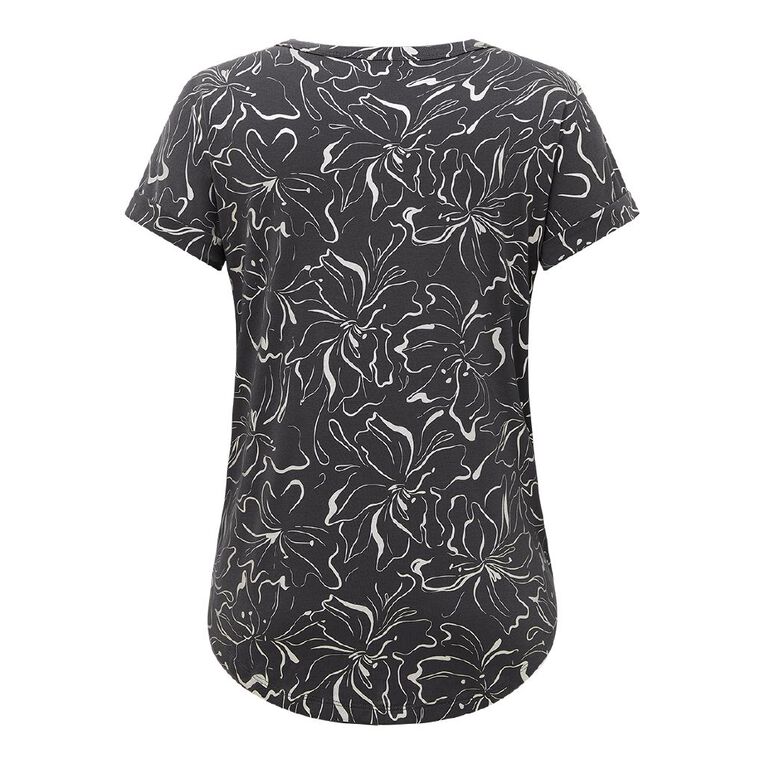 H&H Women's Short Sleeve Drape Viscose Tee, Black, hi-res