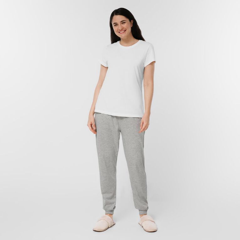 H&H Women's Knitted Cuffed Pyjama Pants, Grey Marle, hi-res