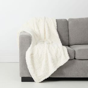 Living & Co Throw Faux Fur Texture Cream 127cm x 152cm